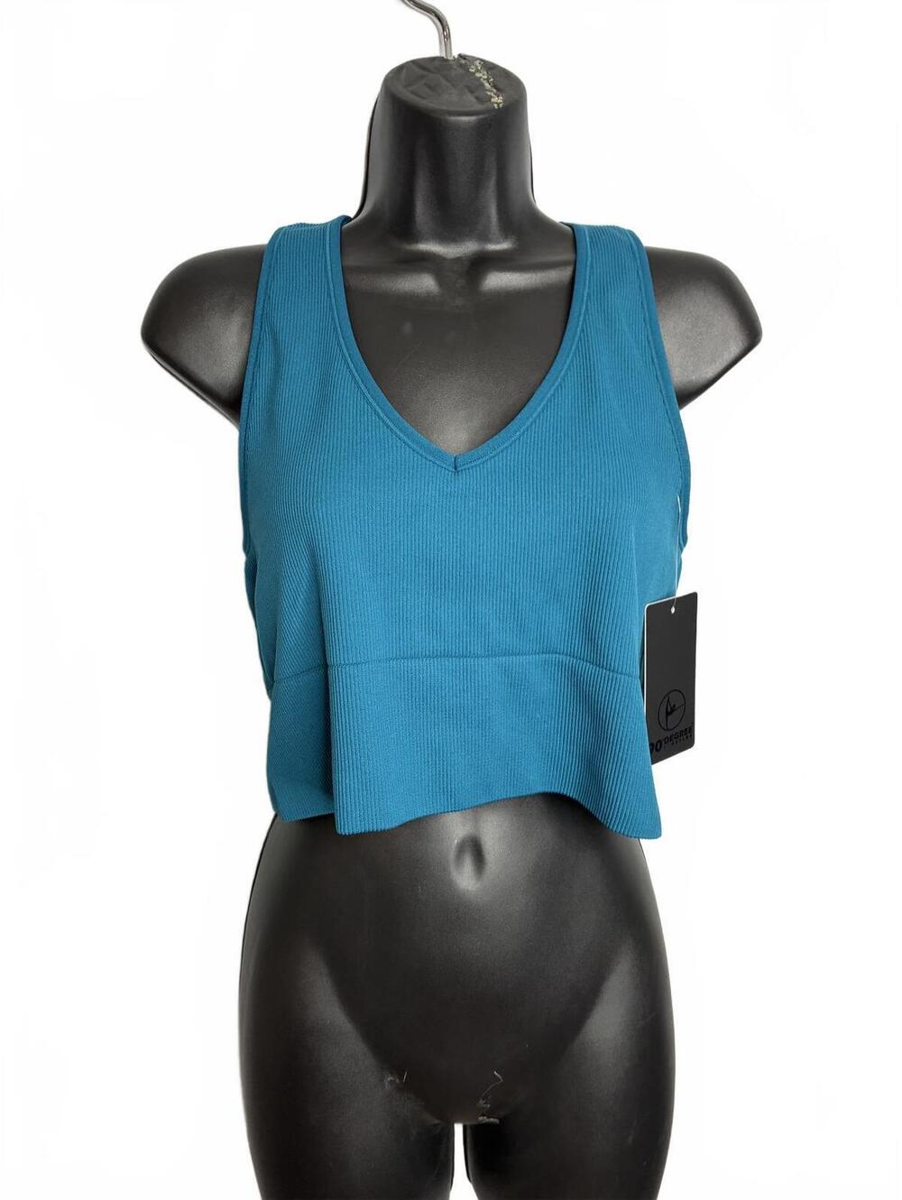 90 Degree by Reflex Rib Seamless Highline Tank Top in Deep Lagoon, Size XL NEW